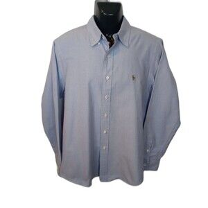 Polo Ralph Lauren Men's Blue Custom Fit Shirt w/ Flesh Pony Logo Size 16 40/41